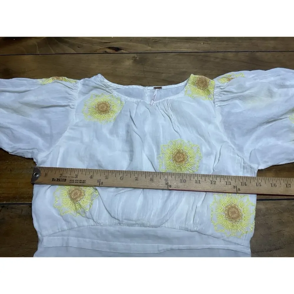 Free People My Girl Embroidered Sunflower Blouse Women’s Size XS